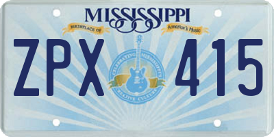 MS license plate ZPX415