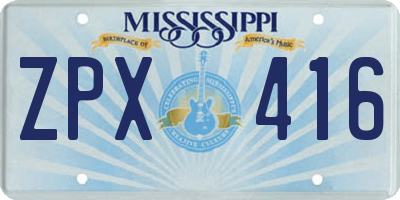 MS license plate ZPX416