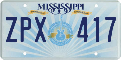 MS license plate ZPX417