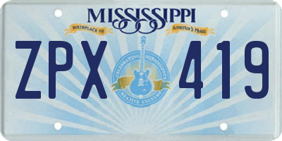 MS license plate ZPX419