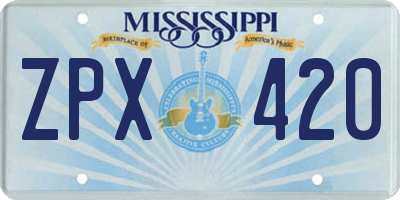 MS license plate ZPX420