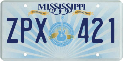 MS license plate ZPX421
