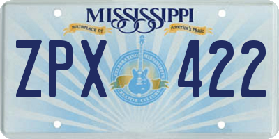 MS license plate ZPX422