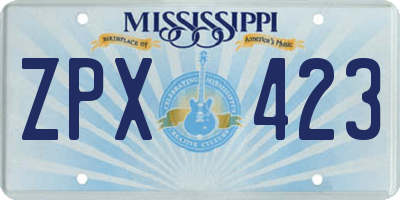MS license plate ZPX423