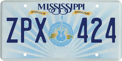 MS license plate ZPX424