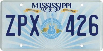 MS license plate ZPX426