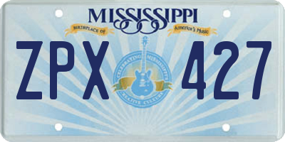 MS license plate ZPX427
