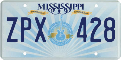 MS license plate ZPX428