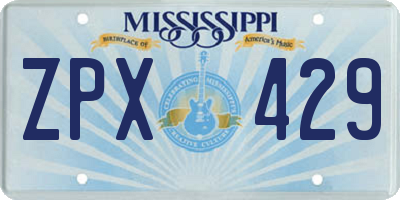 MS license plate ZPX429