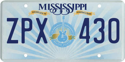 MS license plate ZPX430