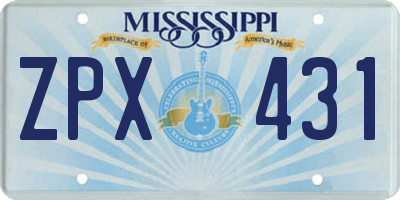 MS license plate ZPX431