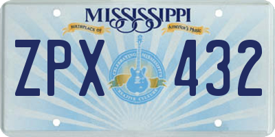 MS license plate ZPX432