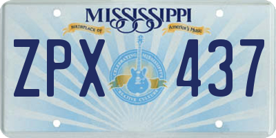 MS license plate ZPX437