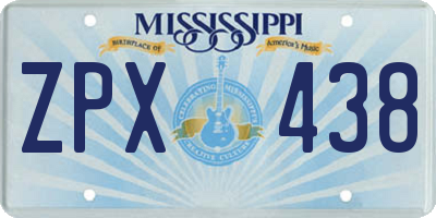 MS license plate ZPX438