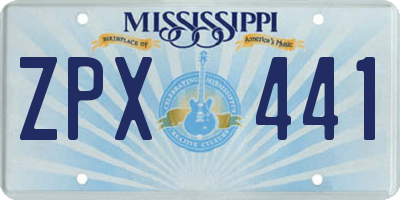 MS license plate ZPX441