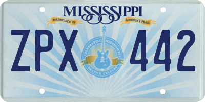 MS license plate ZPX442