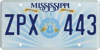 MS license plate ZPX443