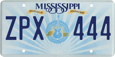 MS license plate ZPX444