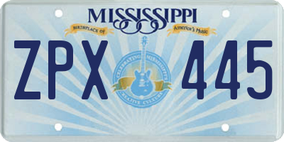 MS license plate ZPX445