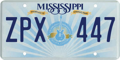 MS license plate ZPX447