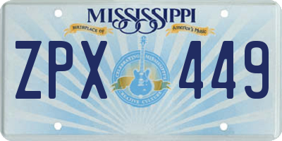 MS license plate ZPX449