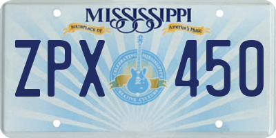 MS license plate ZPX450