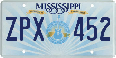 MS license plate ZPX452