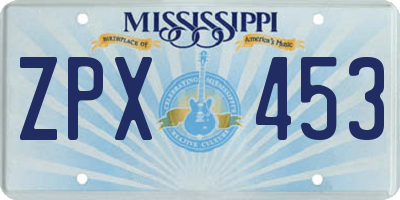 MS license plate ZPX453