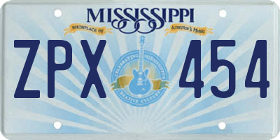 MS license plate ZPX454