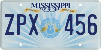 MS license plate ZPX456