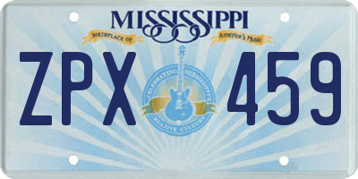 MS license plate ZPX459