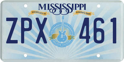 MS license plate ZPX461