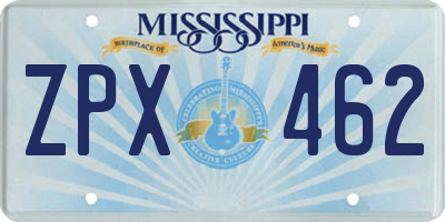 MS license plate ZPX462