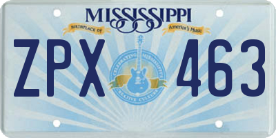 MS license plate ZPX463