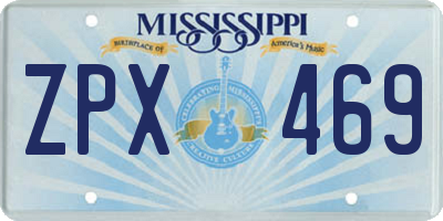 MS license plate ZPX469