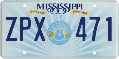 MS license plate ZPX471