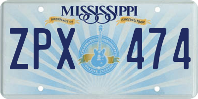 MS license plate ZPX474