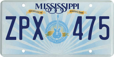 MS license plate ZPX475