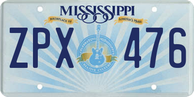 MS license plate ZPX476