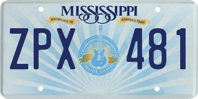 MS license plate ZPX481