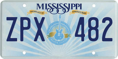 MS license plate ZPX482