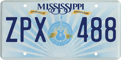 MS license plate ZPX488