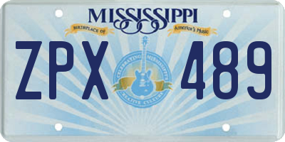 MS license plate ZPX489