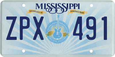 MS license plate ZPX491
