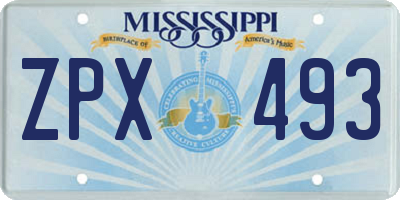 MS license plate ZPX493