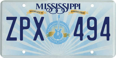 MS license plate ZPX494