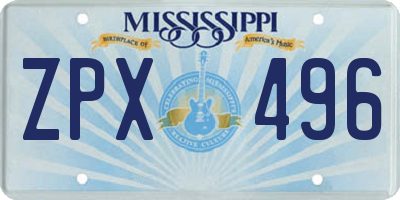 MS license plate ZPX496