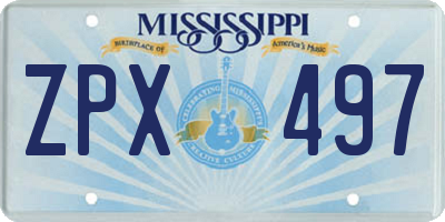 MS license plate ZPX497
