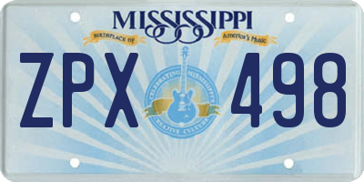 MS license plate ZPX498