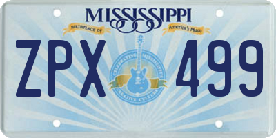 MS license plate ZPX499